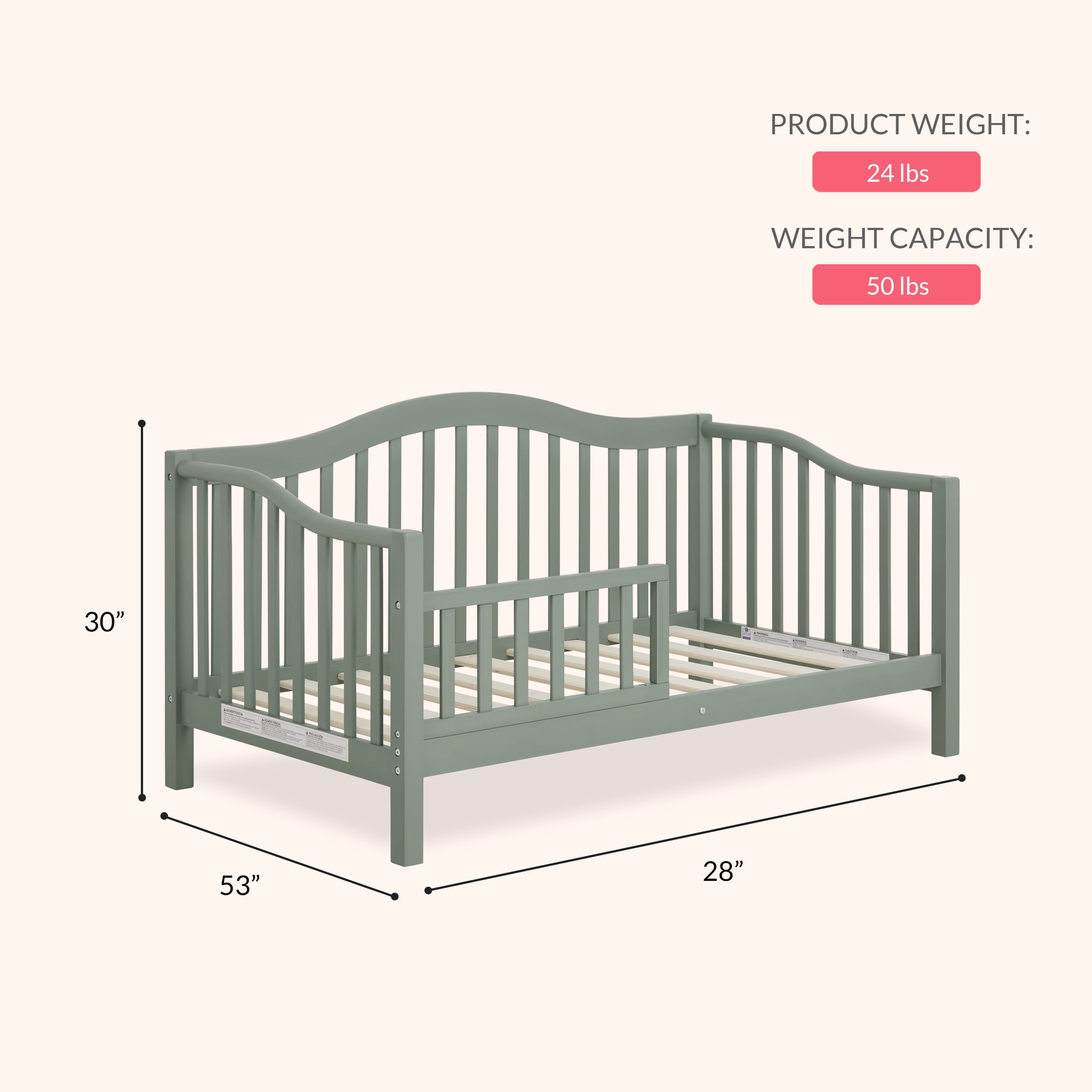 Dream On Me Austin Toddler Day Bed, Meadow Green