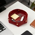 thumbnail image 2 of Cinvoph Faux Leather Organizer Tray - Foldable Storage Box for Vanity, Desk & Entryway, Durable Valet Tray for Jewelry, Keys & Office Supplies, Red, 2 of 6
