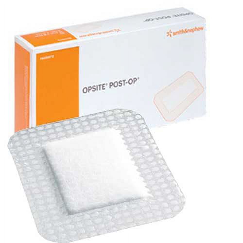Smith & Nephew Transparent Film Dressing with Pad OpSite Post Op Rectangle 4 X 4-3/4 Inch 3 Tab Delivery Without Label Sterile, Box of 10 - 66000710