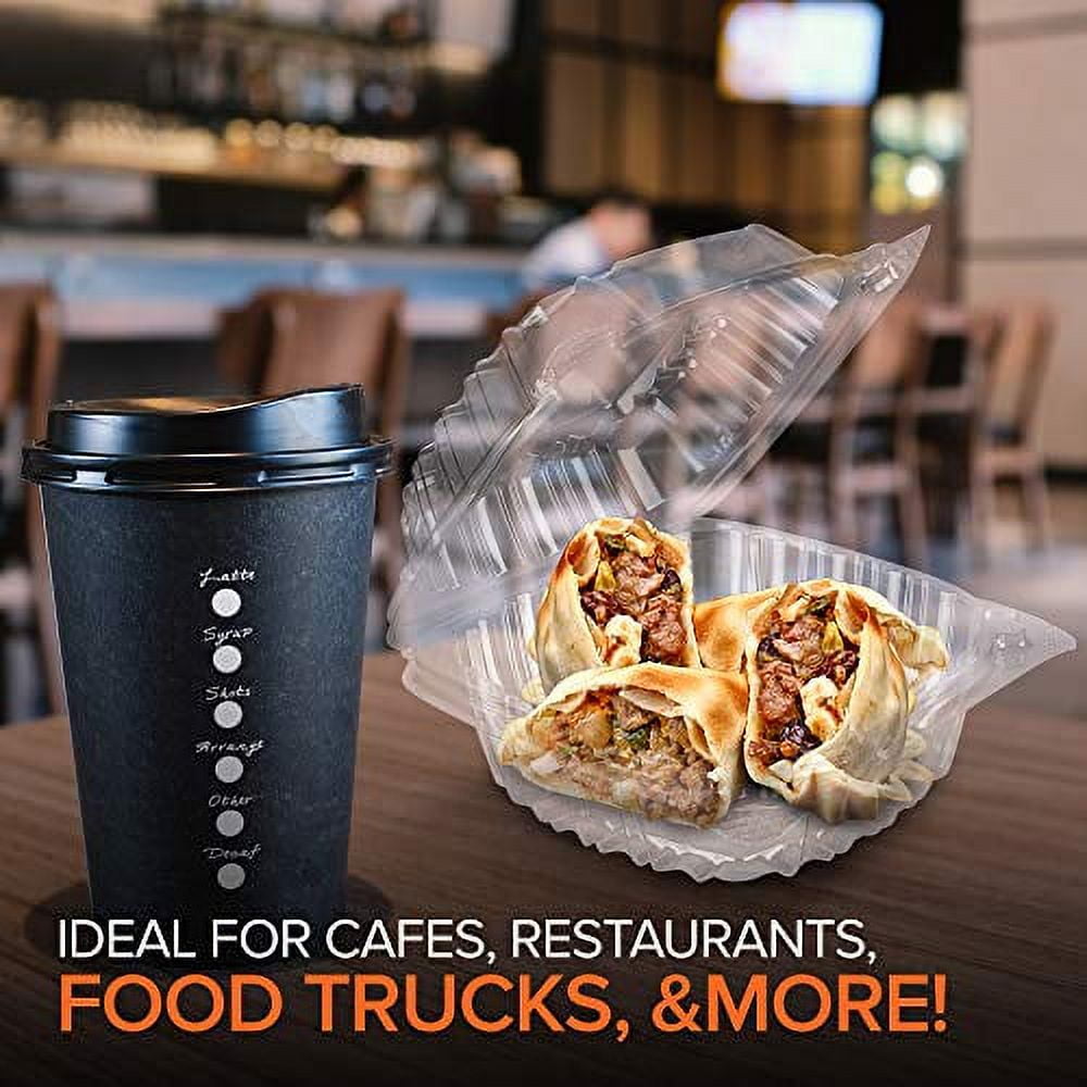 Stock Your Home Plastic 5 x 5 Inch Clamshell Takeout Tray (50 Count) - Dessert Containers - Plastic Hinged Food Container