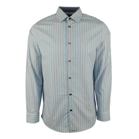 Men's Tailored Fit Striped Long Sleeve Dress Shirt-WM-S