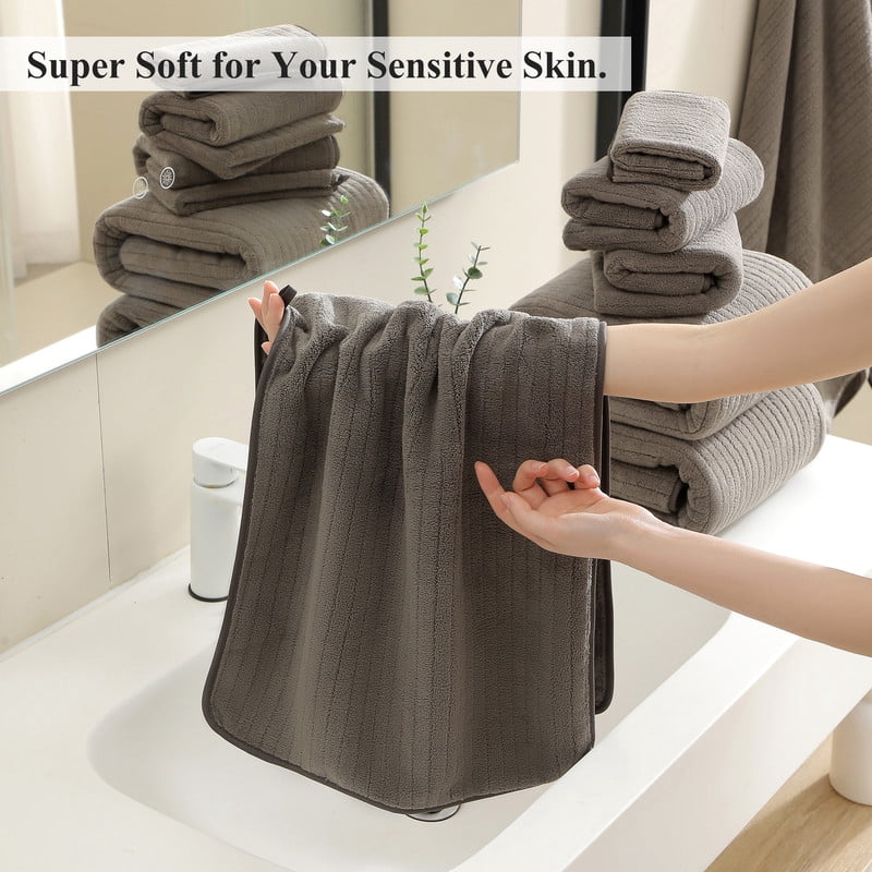 Jessy Home 12 Piece Dark Brown Bath Towel Set for Bathroom-4 Bath Towels,4 Hand Towels,4 Washcloths Soft and Plush Highly Absorbent Towel for Hotel & Spa