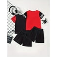 thumbnail image 3 of Fdqin Boys Shorts Sets 4Pcs Spider Print Short Sleeve T-Shirt and Sports Shorts Summer Outfits for Kids Black red 11-12 Years, 3 of 7
