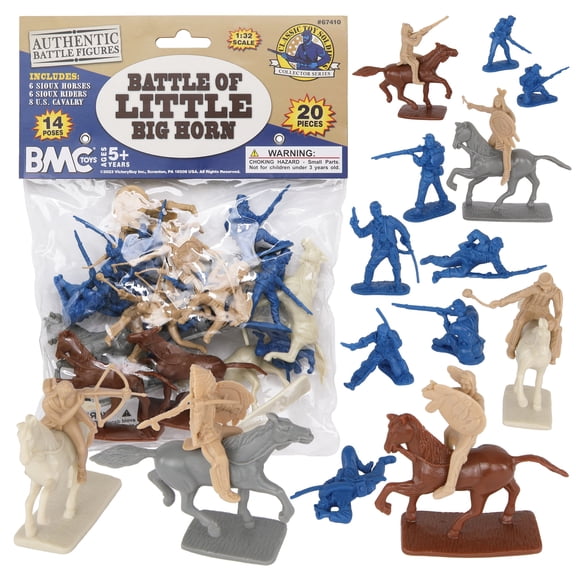 BMC CTS Battle of Little Big Horn Plastic Army Men - 20pc Sioux & Cavalry Figure