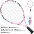 thumbnail image 3 of Junior Tennis Racquet Recreational Tennis Racket Pre-Strung Head Light Balance for Beginners Youth Kids, Good Control Grip-pink 19", 3 of 5