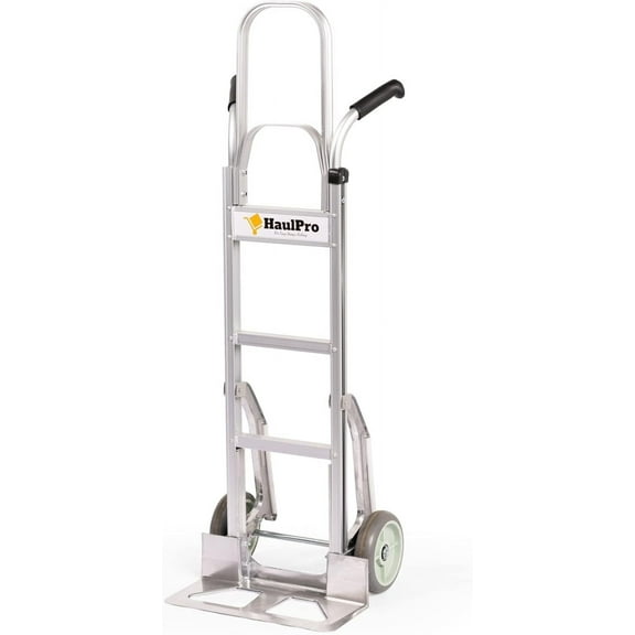 HaulPro Hand Truck 500-lb Capacity Dolly Cart with 8” Rubber Dolly Wheels & 17.5” x 9” Nose Plate