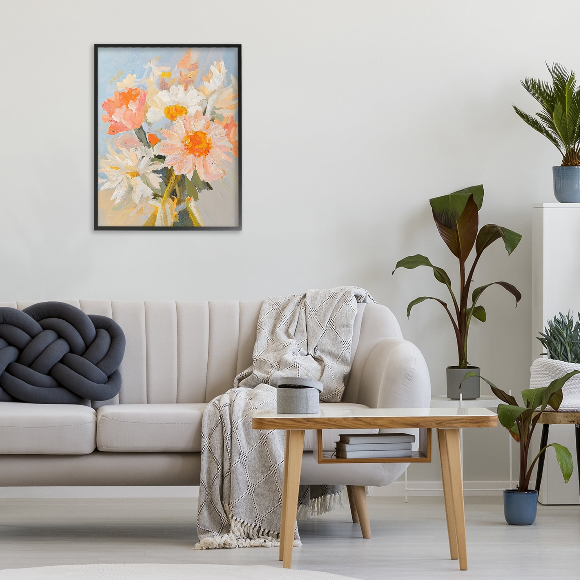 Stupell Industries Orange Spring Floral Bouquet Black Framed Giclee Art, design by The Prints Vibe