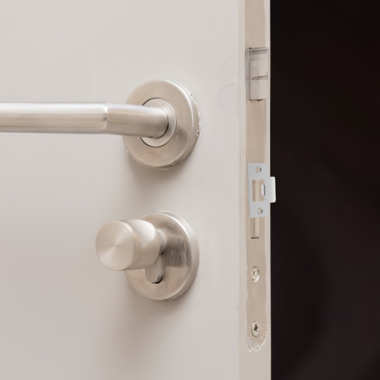 Satin Brushed Nickel Deadbolt Strike Plate - 1 X 2 1/4 Inch, Round Corner, 2-Pack