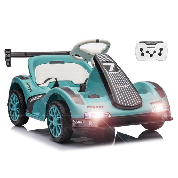 6v Electric Racer Go Kart for Kids - 2.4g Remote Control & Pedal Operation | 2MPH Max Speed w/Safety Belt, Music & USB | Certified Ride-on Toy