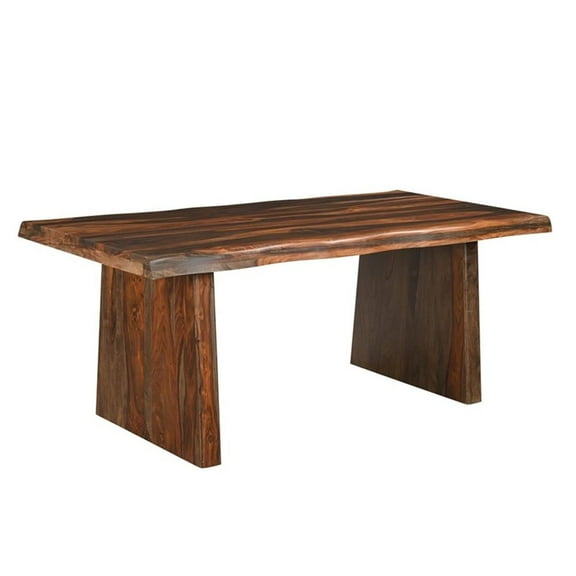 Taran Designs Darcy 74" Live Edge Solid Wood Dining Table in Dark Brown