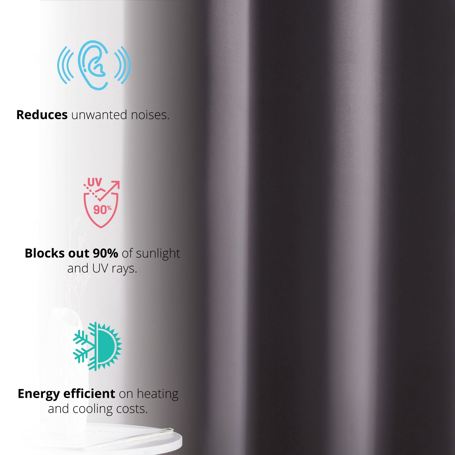 THD Cambridge Blackout Curtains 96 Inches Long - Dark Grey Curtains for Bedroom, Winter Curtains for Living Room, Thermal Insulated Window Grommet Panels, Set of 2 (52 W x 96 L, Charcoal Grey)