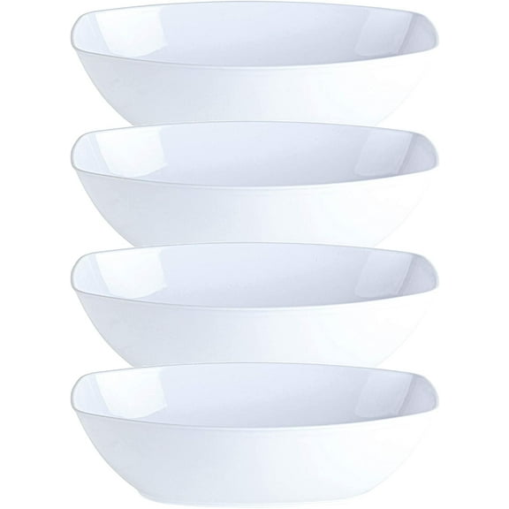 VeZee's White 80oz Oval Shaped Disposable Plastic Serving Luau Bowls to serve Salad, Snack and Food in Elegant Parties, Hotel & Restaurant. 2Ct