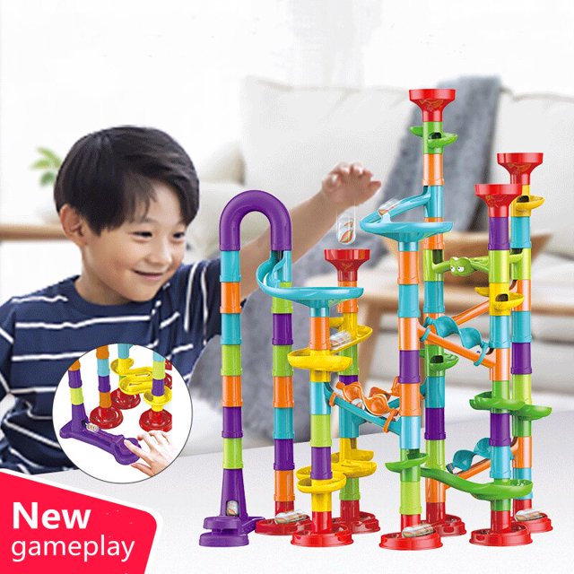 Duploe Blocks DIY Track Pipe Building Blocks For Children Ball Circuit Marble Race Run Maze Balls Educational Toys Gift heqiyong LED