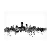 Trademark Fine Art Michael Tompsett Cleveland Ohio Skyline B&W Canvas Wall Art - 22x32