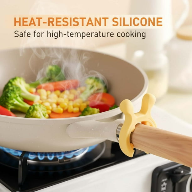 Pinza de utensilios para mango de maceta de silicona | Resistente al calor 230°C | Reposaculas flexibles de espátula | Grip antideslizante de grado alimentario | Previene los desbordamientos