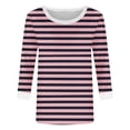 thumbnail image 6 of Women's 3/4 Sleeve Round Neck Pullover Blouse Top Shirt with Print Color Pattern for Casual Daily Wear Business Office Vacation Fashion Essential | CSEONE,Hot Pink L, 6 of 9