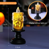 Halloween Candle Light, Halloween Flameless Candles Battery Operated 3D LED Candles Warm Light Crystal Pillar Candles for Indoor and Outdoor Halloween Party Decoration Supplies