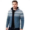 thumbnail image 2 of CharmCyan Men's Zippered Casual Fleece Thickened Hooded Knit Sweater Blue L, 2 of 2