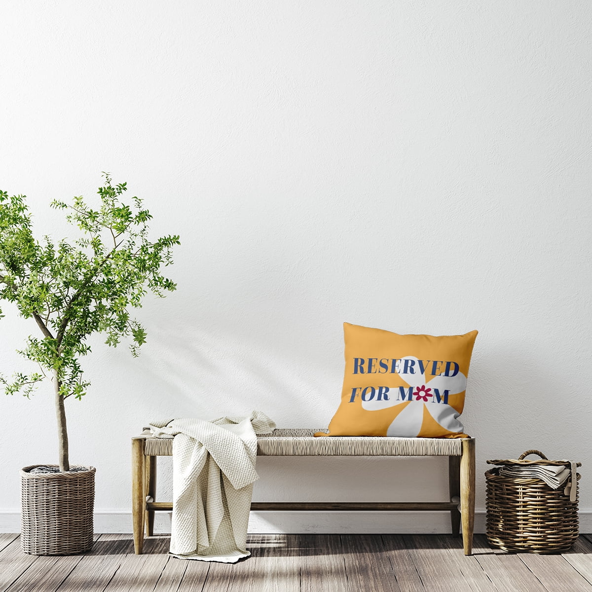 Simply Daisy 26-inch Square Reserved for Mom Flowers Polyester Throw Pillow, Yellow Qty 1