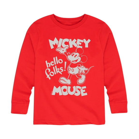 Mickey & Friends - Mickey Mouse Hello Folks - Toddler And Youth Long Sleeve Graphic T-Shirt