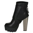 thumbnail image 4 of Bumper BI80 Women Leatherette Lug Sole Buckle Platform Metal Chunky Heel Bootie, 4 of 6