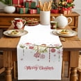 thumbnail image 4 of Merry Christmas Cotton Linen Table Runner for Dining Kitchen, Winter Xmas Snowflowers Branch Floral Birds Wedding Outdoor Party Tablerunners Decor, Dresser Scarf Coffee Tablecloth Runners 13"x72", 4 of 9