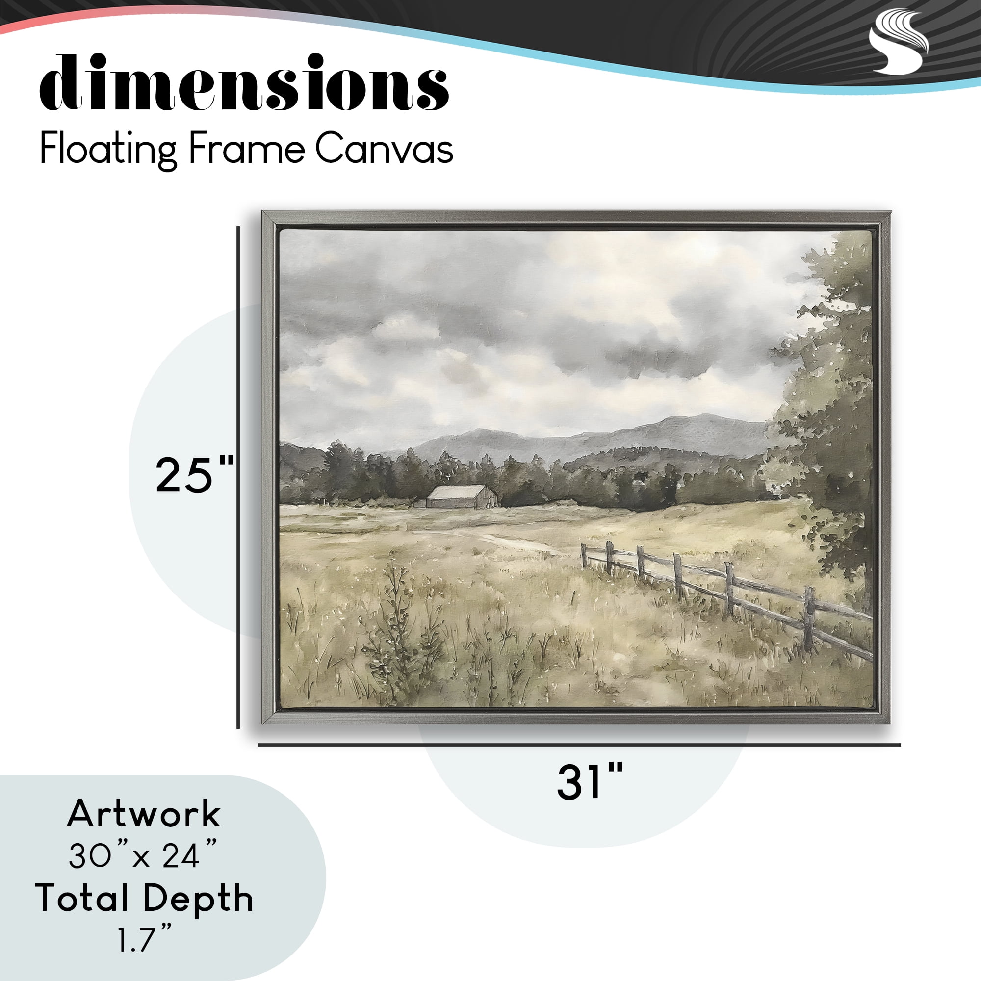 Stupell Industries Muted Valley Cottage Gray Framed Floater Canvas Wall Art, design by Riley B