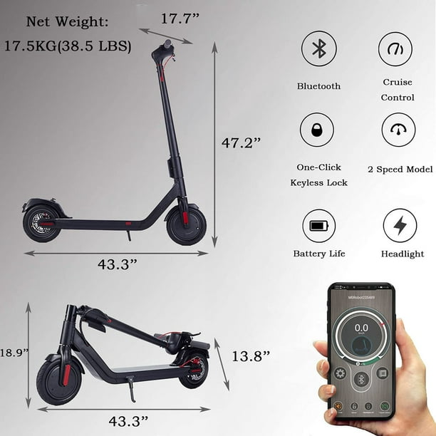 FIDICO Scooter, 350W Brushless Motor, 10 inch Solid Tires, Up to 18 MPH & 20 Miles Range, Commuter Electric Scooter for Adults - Walmart.com