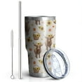 thumbnail image 2 of 30oz Beige Highland Cow Sunflower Basket Pattern Tumblers Stainless Steel Tumbler with Lid and Straw,Vacuum Insulated Double Wall Travel Tumbler Cups Mug with Cleaning Brush for Coffee,Tea, 2 of 7