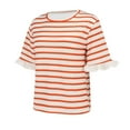 thumbnail image 6 of Orange Womens Blouses Women's Summer Top Women's T Shirt Beach Vacation Fashion Spring Business Casual Wear Sports Wear Short Sleeved T Shirt Ladies Tops and Blouses, 6 of 6