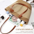 thumbnail image 3 of Pleneal Straw Bag For Women, Summer Straw Beach Handbags Large Shoulder Purses Woven Tote Bag,White Stripes, 3 of 7