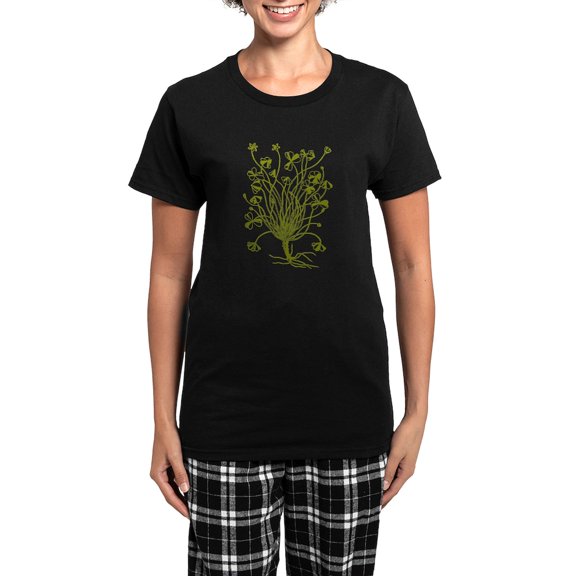 CafePress - Vintage Shamrock Illustration Women's Dark Pajamas - Women's Short Sleeve Print T-Shirt and Pants Dark Cotton Pajama Set