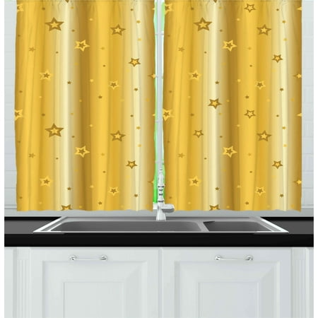 Retro Curtains 2 Panels Set Old Fashioned Vibrant Background With