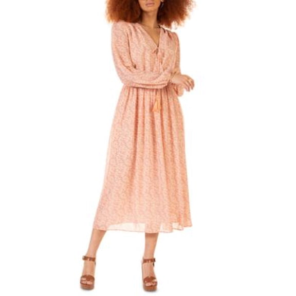 MSRP $79 Tape Geometric Print Maxi Dress Orange Size Small