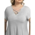 thumbnail image 6 of Womens Plus Size Tops Criss Cross V Neck Short Sleeve Summer Casual Blouses, Light Gray-4X, 6 of 7