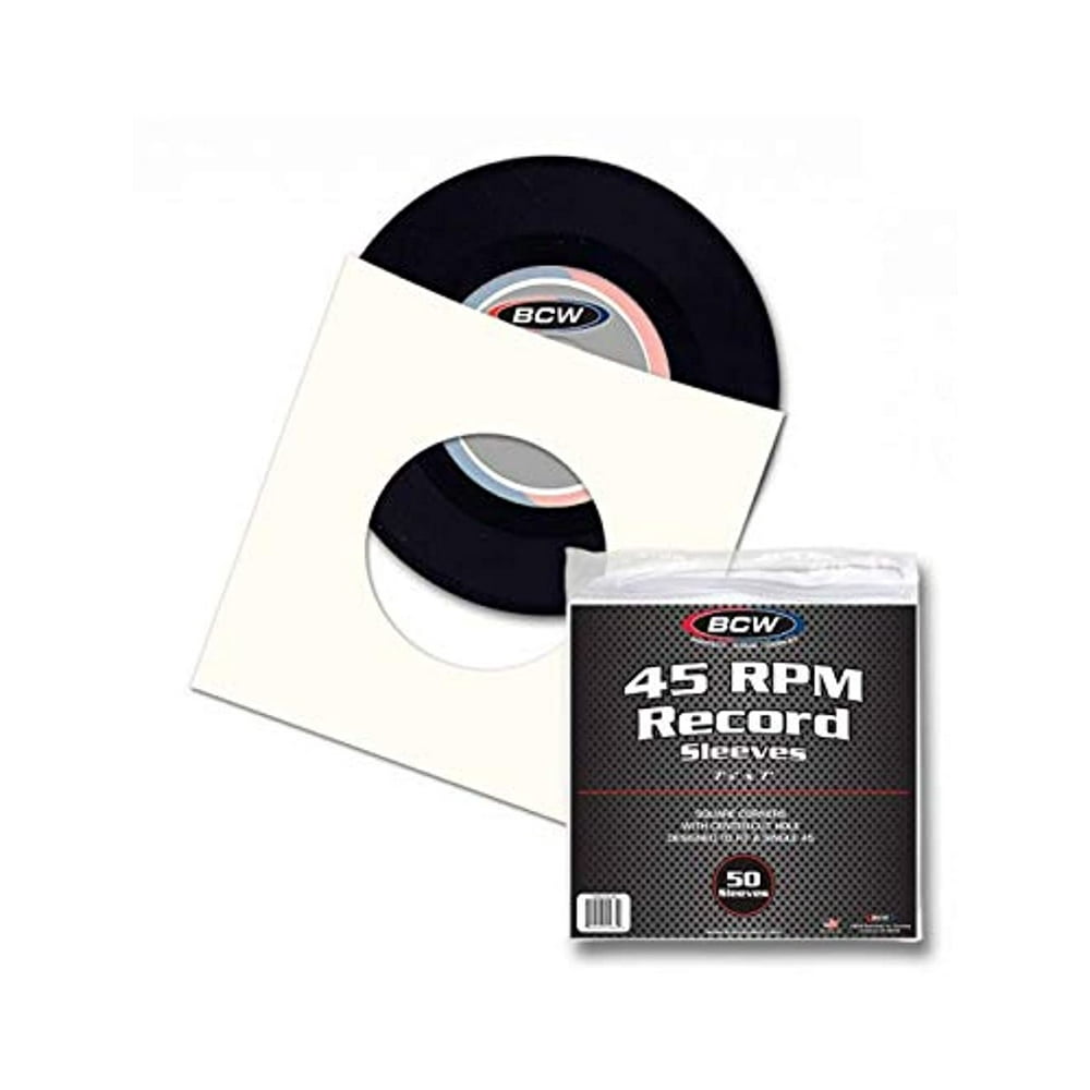 (50) BCW Brand 7' Polylined White Paper & Plastic Record Inner Sleeves