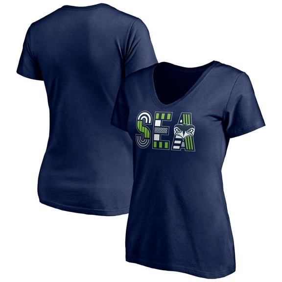 Women's College Navy Seattle Seahawks Hometown Collection V-Neck T-Shirt