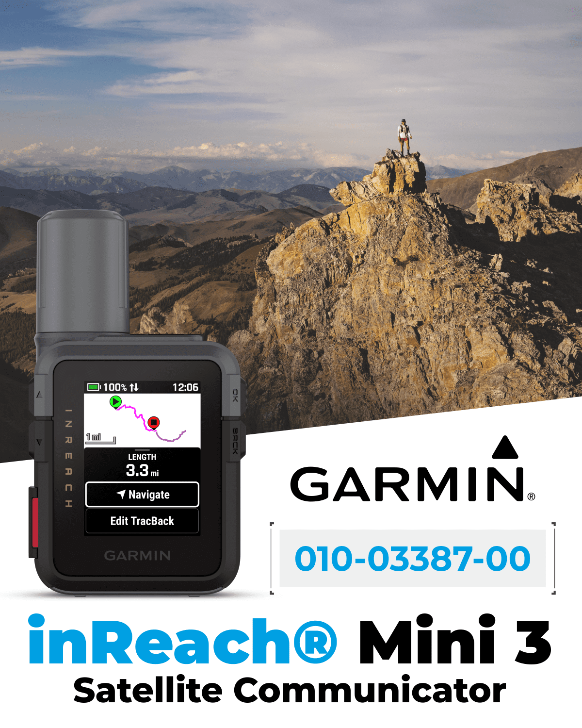 Garmin inReach Mini 3 Rugged Compact Global Satellite Communicator with Color Touchscreen, Two-Way Texting, Emergency SOS Messaging w/ Wearable4U Power Bundle