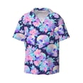 thumbnail image 3 of Balery pinkk flower crystal Skull Men's Casual Button Down Shirt Short Sleeve Textured Summer Cuban Beach Shirts-X-Large, 3 of 7