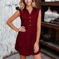 thumbnail image 2 of TaTaai Women's Sleeveless Collared Half Placket Solid Casual Dress Breathable Moisture Wicking Side Pockets Curved Hem Wrinkle Resistant for Spring Summer Beach Cover-Up Office Casual Gift, 2 of 9