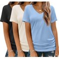 thumbnail image 1 of Camiseta HOTOUCH Basic para mujer manga corta con cuello en V, paquete de 3, 1 of 5