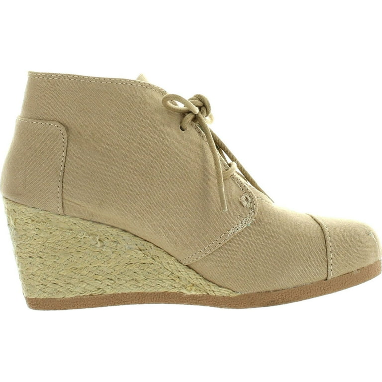 Cityclassified Qupid Womens Olee 11 Rex Lace Up Ankle Wedge Booties Taupe Canvas 6 Women s Size 6 B Medium US Beige