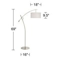 thumbnail image 6 of Possini Euro Design Modern Arc Floor Lamp 69" Tall Brushed Steel Adjustable Boom Off White Linen Drum Shade for Living Room Reading Office, 6 of 8