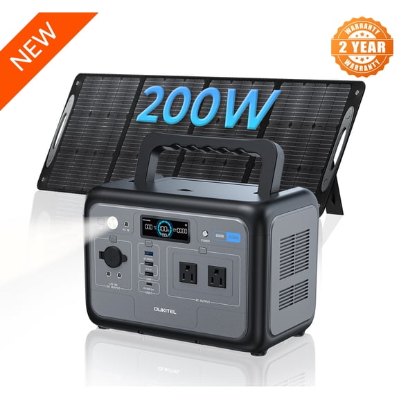 OUKITEL FFPOWER Solar Generator 512Wh, Portable Power Station 200W Solar Panel, LiFePO4 , 500W Fast Charging,for Outdoor Camping, RV, Emergency