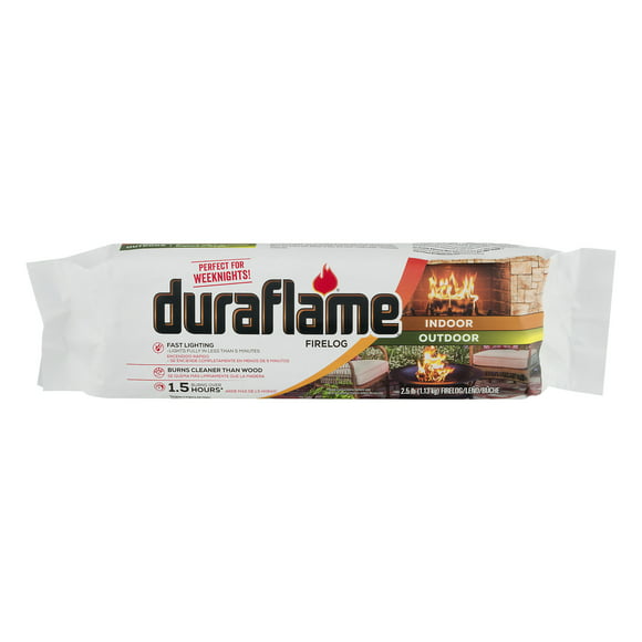 Duraflame Indoor/Outdoor 2.5 lb Firelog, Over 1.5-Hr Burn Time, Single Firelog