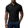 thumbnail image 6 of Mens Polo Shirts Textured Knit Stretchy Regular Fit Collared Golf Shirts, L, 6 of 8