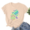 thumbnail image 2 of Women Easter Short Sleeve Round Neck Shirts Casual Cute Print Tee Summer Lightweight Pullover Tops (2XL, C Beige), 2 of 3