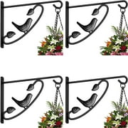 Amagabeli 4 Pack 12 inch Hanging Brackets for Plants Outdoor Hooks Hangers Planter Baskets Flower Pot Bird Feeder Wind Chimes Lanterns for Indoor Wall Fence Trees Patio Garden Post Arm Black