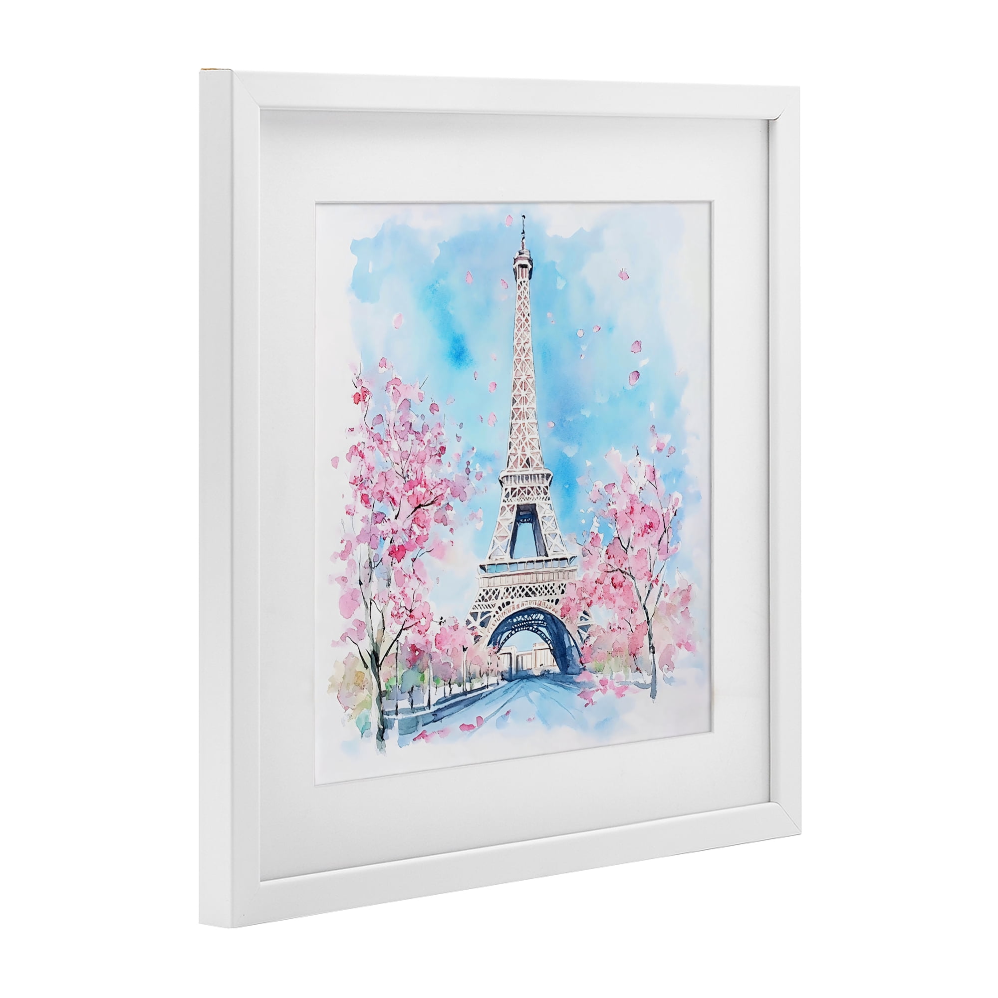 Stupell Industries Eiffel Tower Cherry Blossoms White Framed Print Under Glass, design by Creative Studio