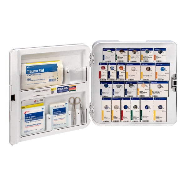 First Aid Kit and Housing, Plastic Cabinet, 213 Components, 50 People Served